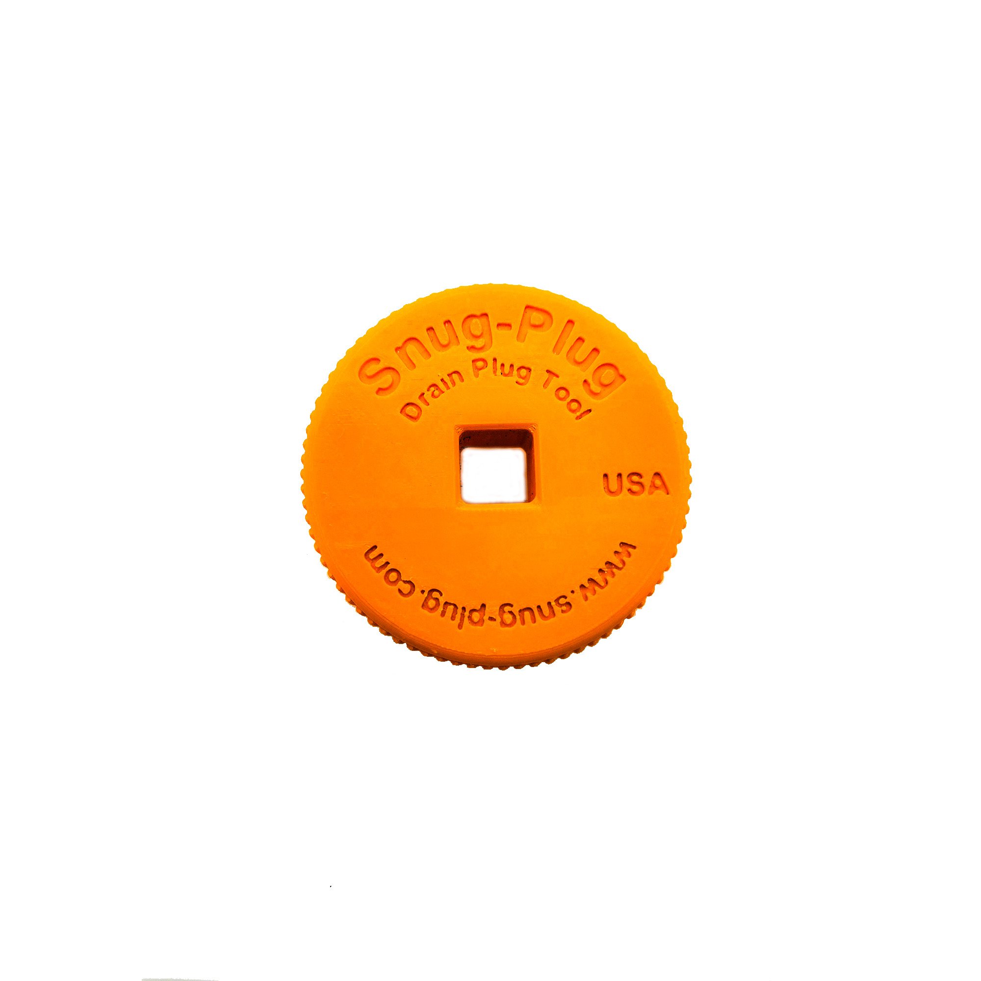 Snug-Plug boat drain plug wrench tool in high visibility orange